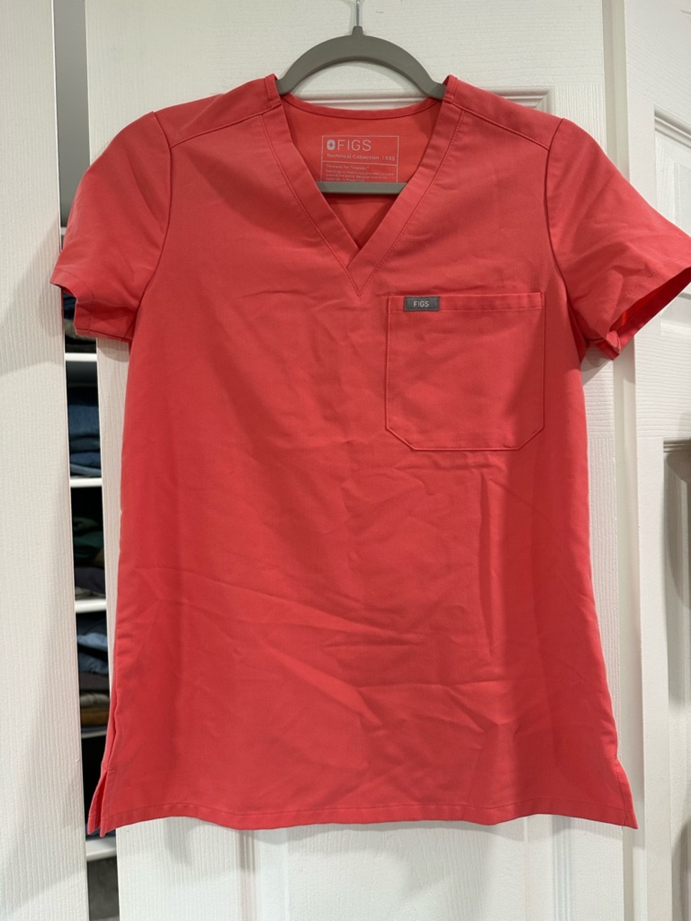 Figs Coral V-Neck Medical Scrub Top